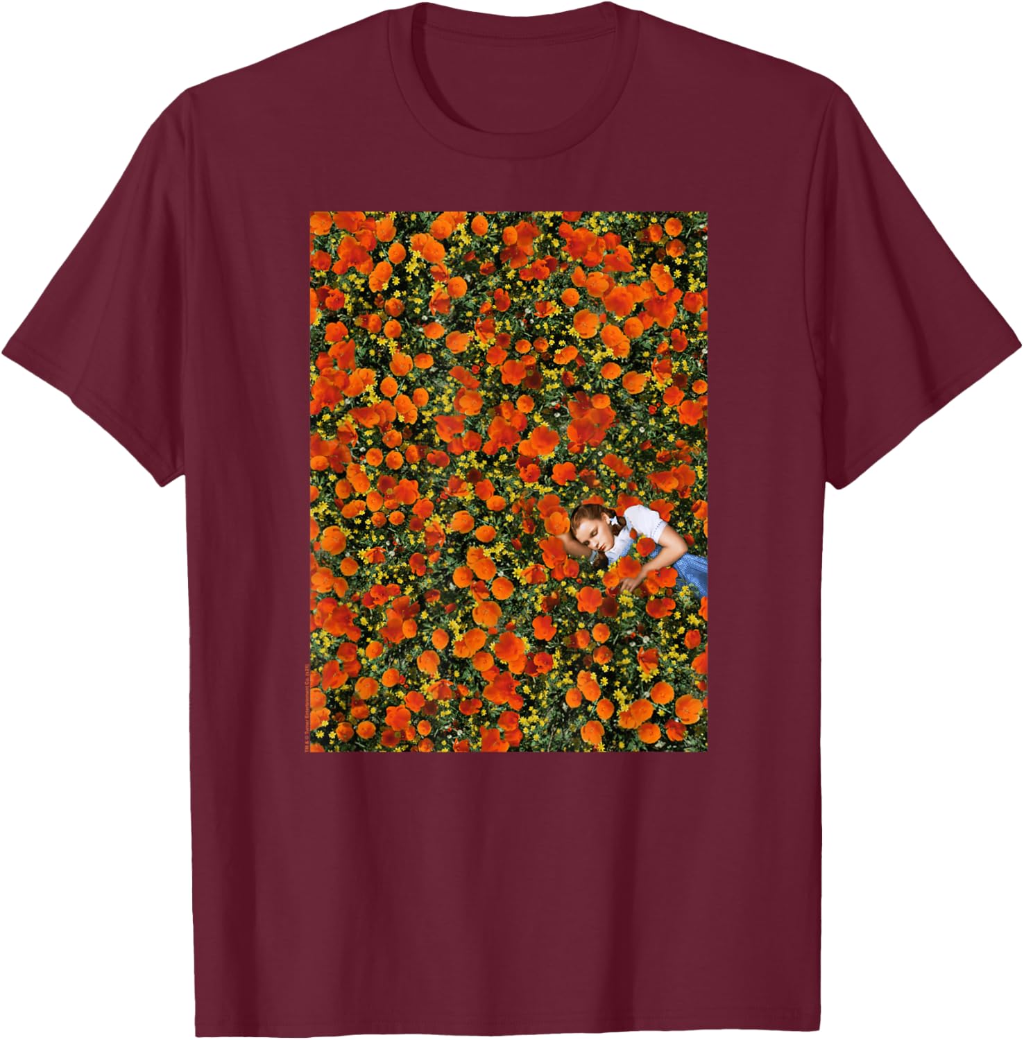 Wizard of Oz Dorothy Poppy Field Photo Vintage Movie T-Shirt - T-Shirt | Maroon