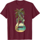Guitar Lover Beach Palm Trees Vacation Acoustic Music Band T-Shirt - T-Shirt | Maroon