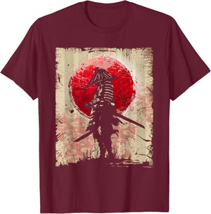 Japanese Art Samurai Vintage Fighter Retro Design T-Shirt - T-Shirt | Maroon