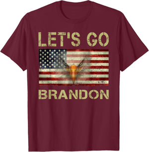Let’s Go Brandon Conservative USA Flag Funny T-Shirt - T-Shirt | Maroon