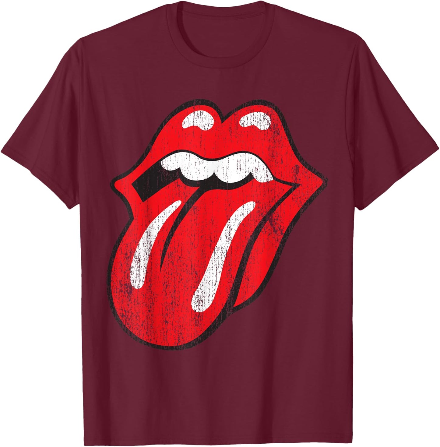 Rolling Stones Official Distressed Tongue T-Shirt - T-Shirt | Maroon
