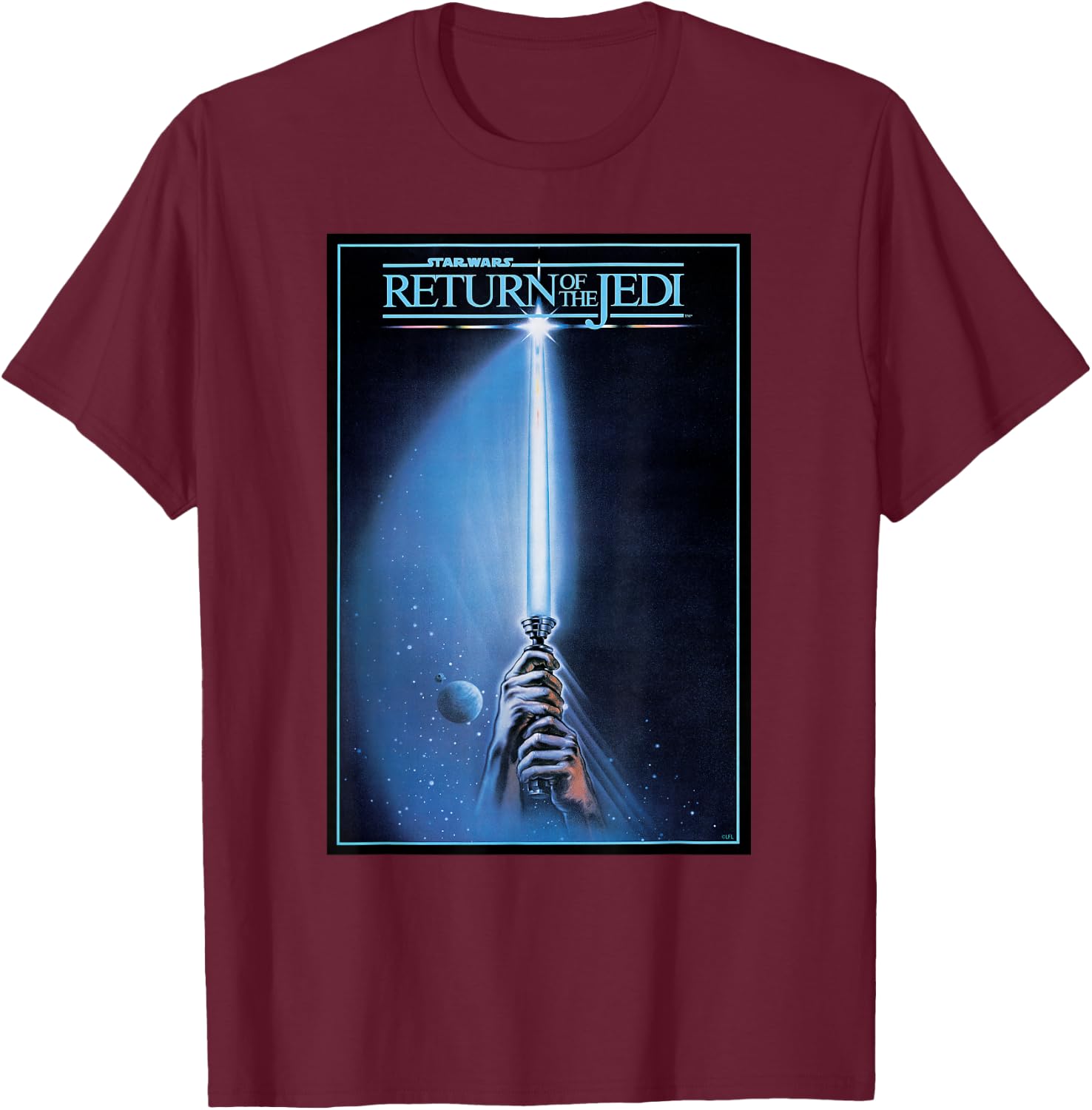 Star Wars Return of the Jedi Lightsaber Movie Poster T-Shirt - T-Shirt | Maroon