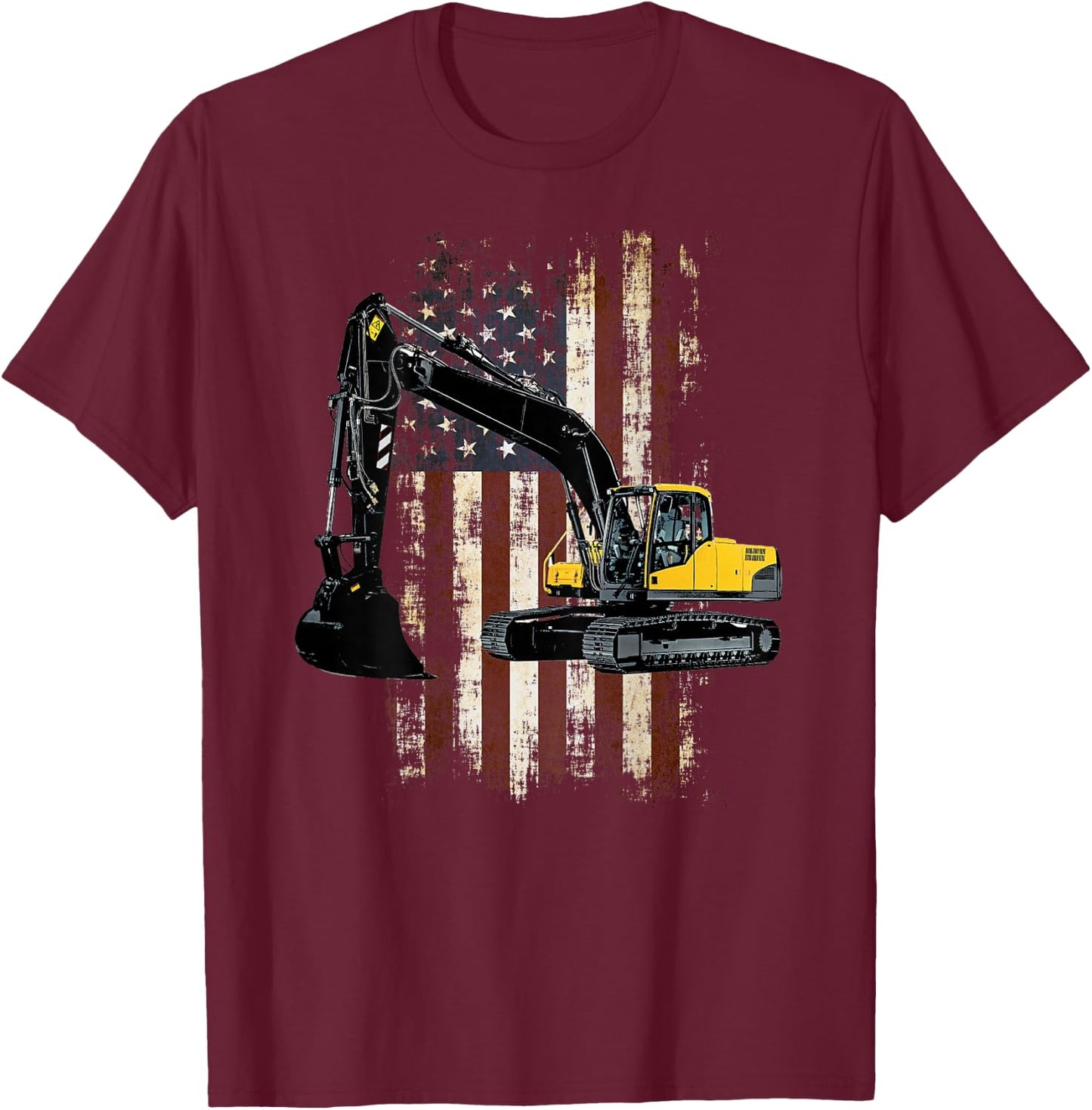 Heavy Equipment Operator Design On Back of Clothing T-Shirt - T-Shirt | Maroon