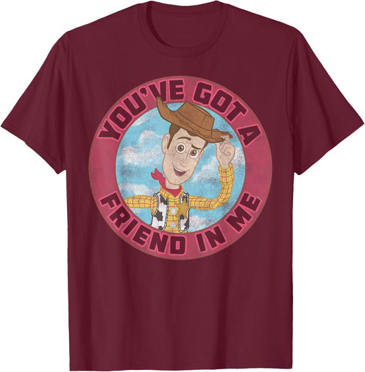 Disney Pixar Toy Story Woody Friend in Me Vintage Distressed T-Shirt - T-Shirt | Maroon