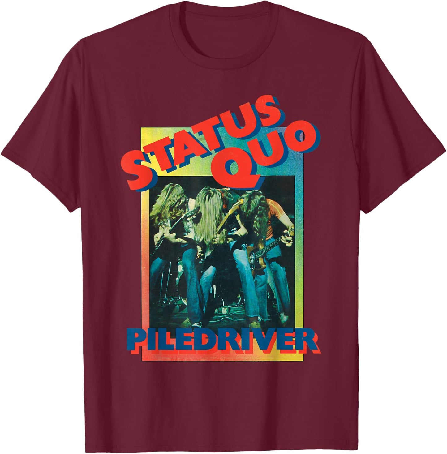 Status Quo - Piledriver Gradient T-Shirt - T-Shirt | Maroon