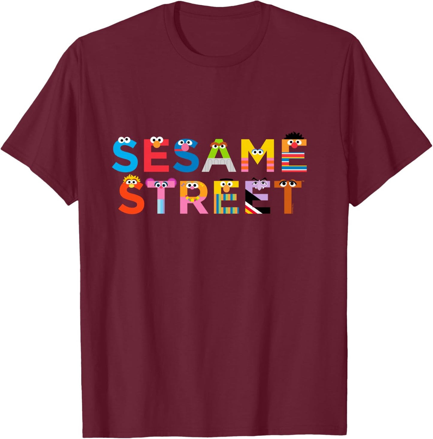 Sesame Street with Monster Letters T-Shirt - T-Shirt | Maroon
