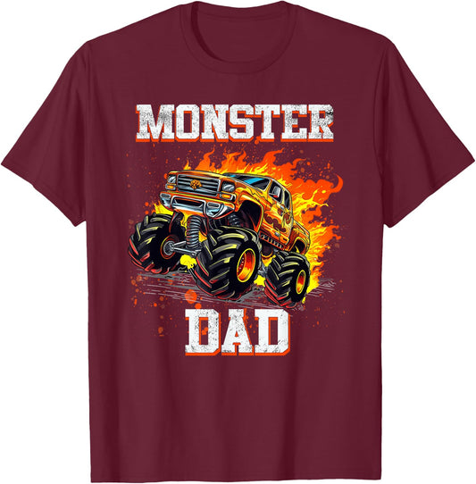 Monster Truck Dad Fathers Day Shirt Monster Truck Are My Jam T-Shirt - T-Shirt | Maroon