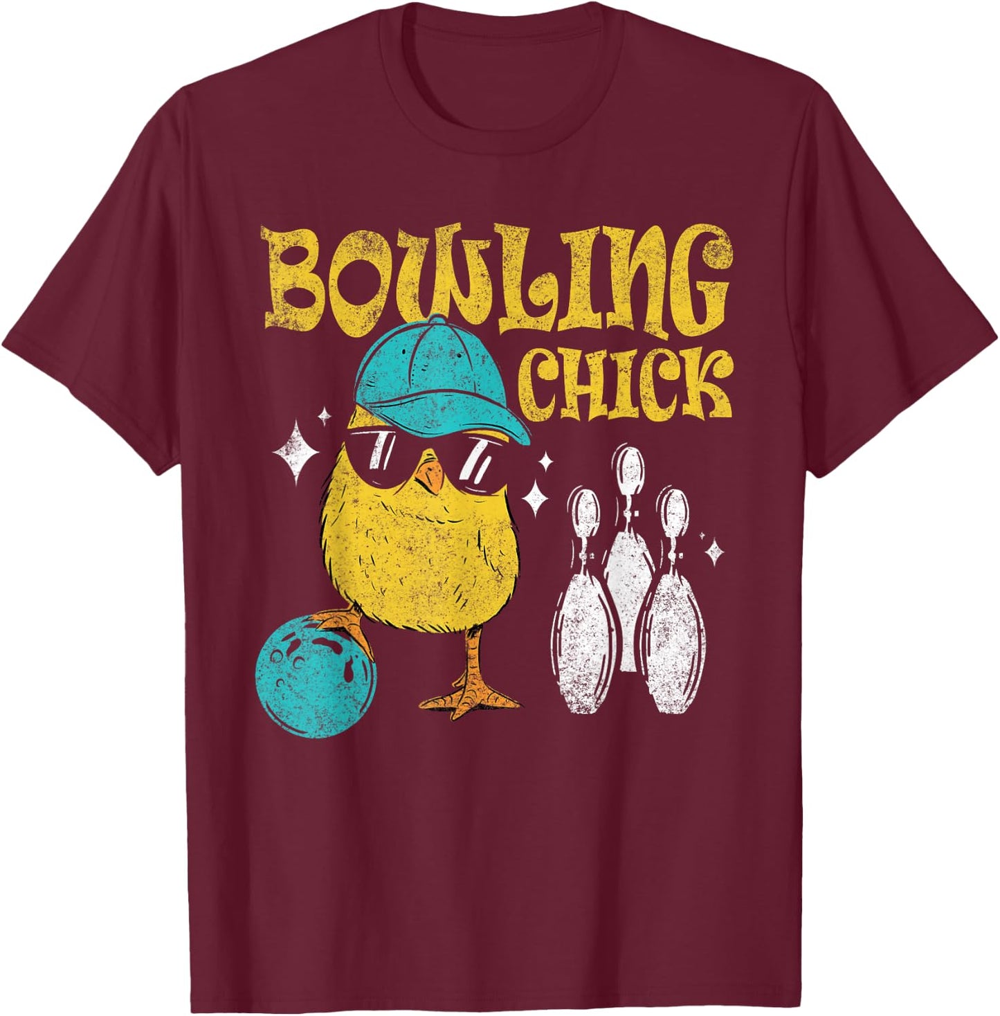 Bowling Chick Bowl Design For Bowlers Player Sport T-Shirt - T-Shirt | Maroon