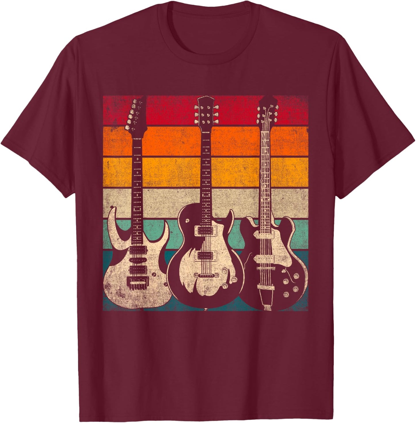 Retro Guitar T-Shirt - T-Shirt | Maroon