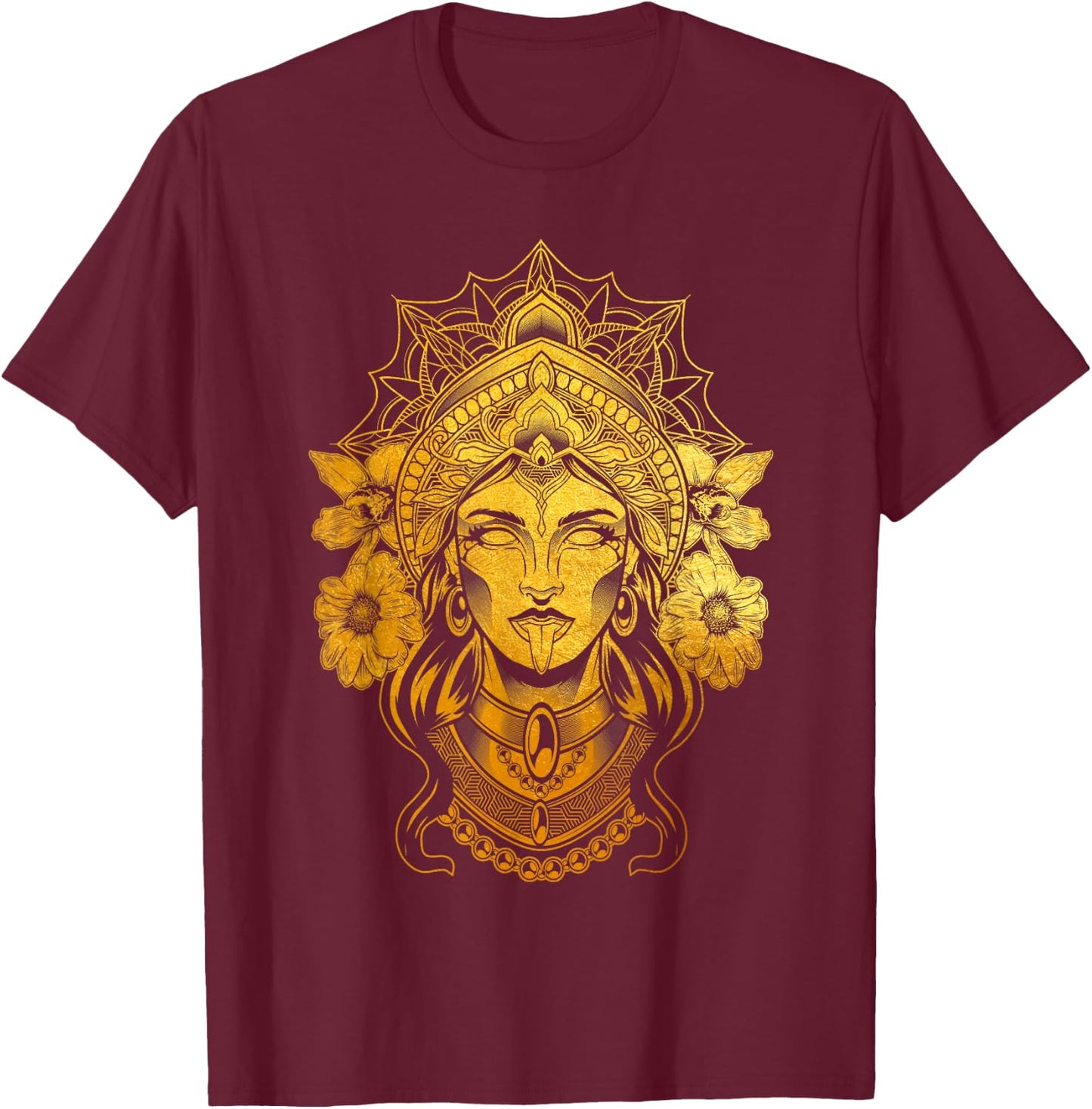 Kali Goddess of Death Ancient Indian Hindu Yoga Meditation T-Shirt - T-Shirt | Maroon