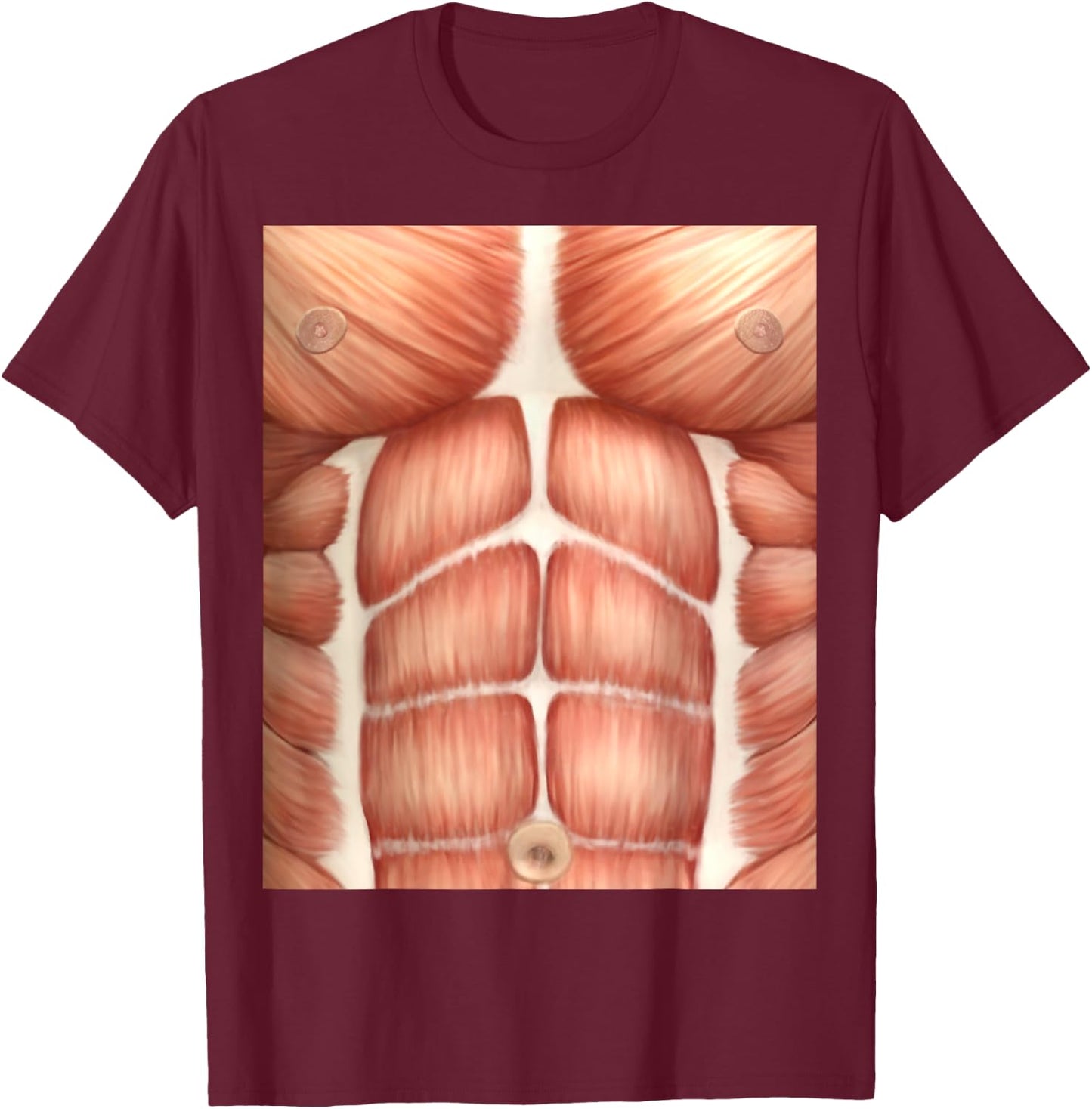 Chest Six Pack Abs Muscles Anatomy Costume T-Shirt - T-Shirt | Maroon