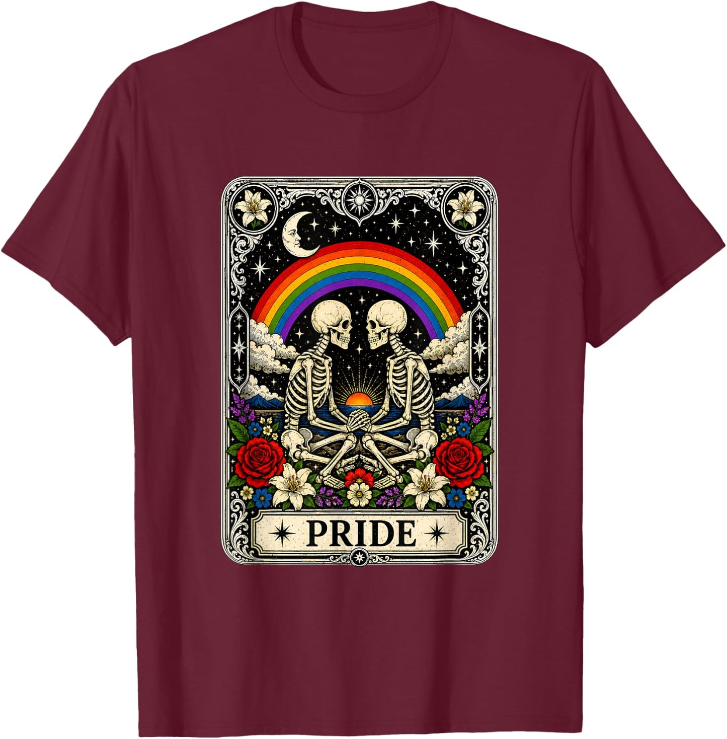 LGBT Tarot Skeleton Gay Pride LGBTQ Equal Rights Transgender T-Shirt - T-Shirt | Maroon