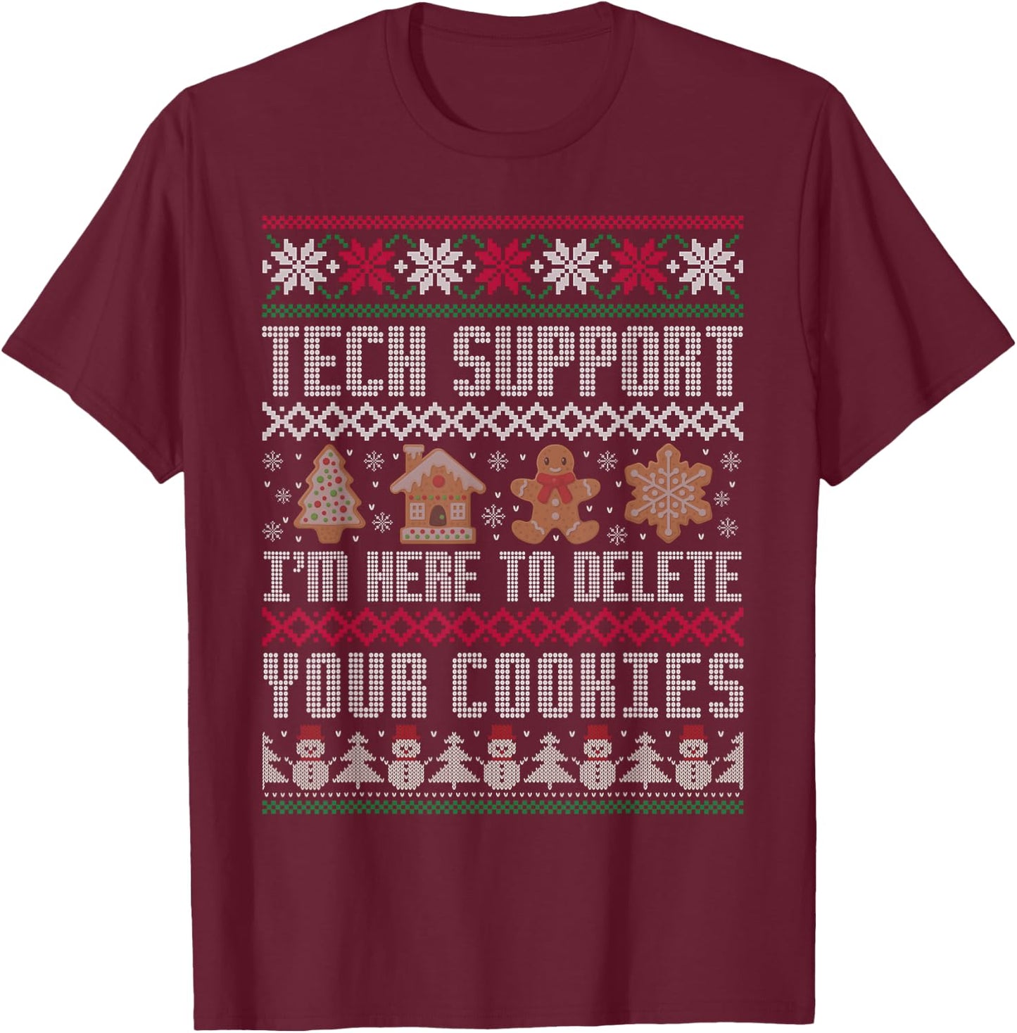 Funny Christmas Tech Support Shirt Computer Programmer Gifts T-Shirt - T-Shirt | Maroon