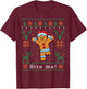 Bite Me Gingerbread Man - Funny Ugly Christmas Sweater T-Shirt - T-Shirt | Maroon