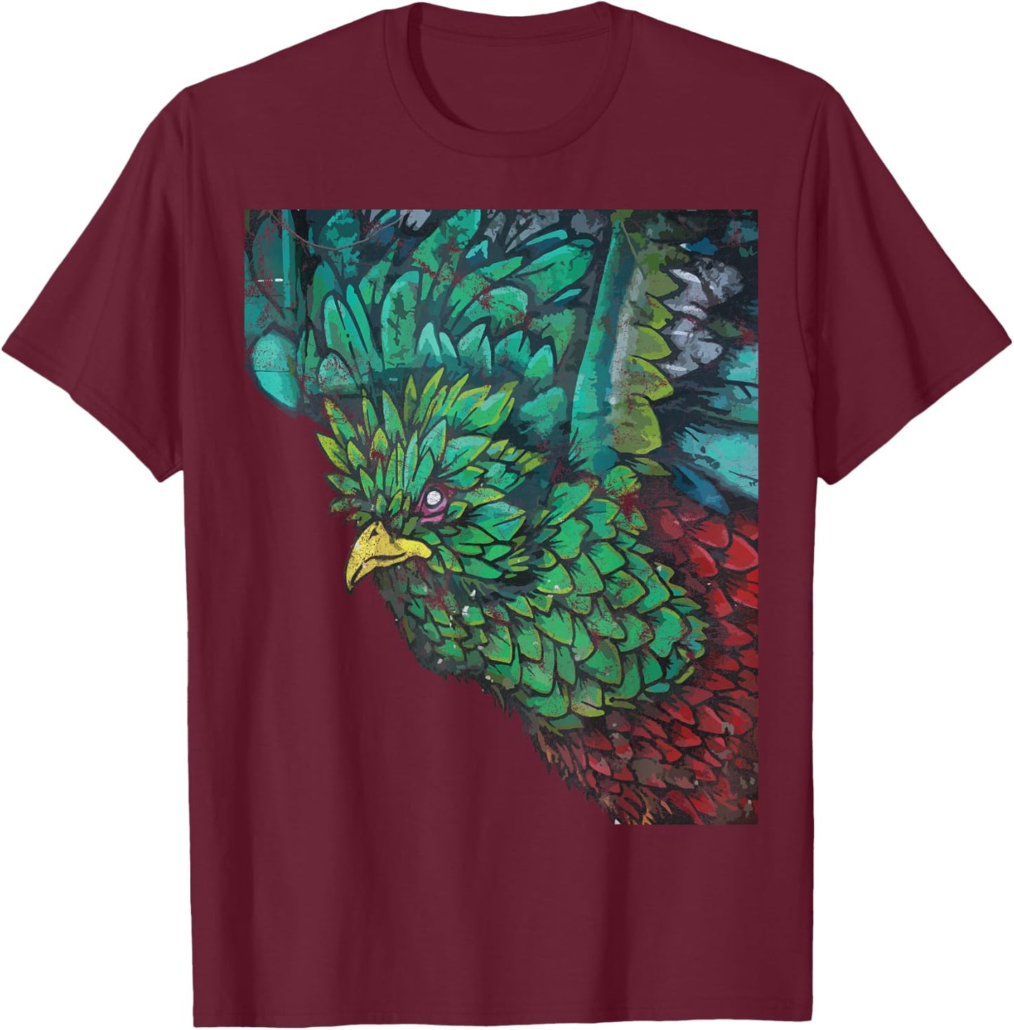 Quetzal Chapin Street Art Tikal Peten Maya Antigua Guatemala T-Shirt - T-Shirt | Maroon