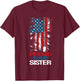Proud Army Sister US Flag and America Dog Tag Military Girl T-Shirt - T-Shirt | Maroon