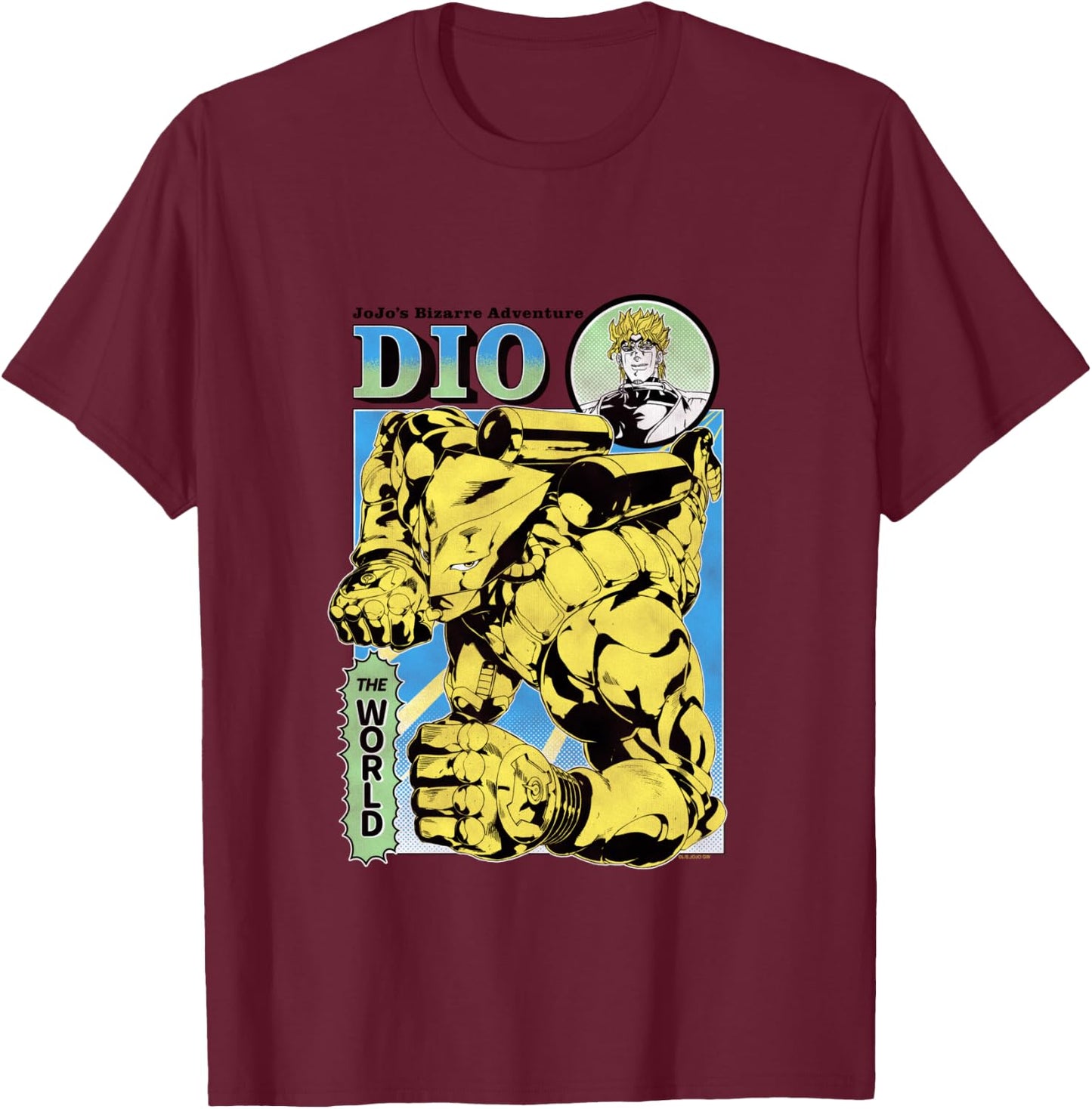 JoJo's Bizarre Adventure Part 3 DIO & The World Illustration T-Shirt - T-Shirt | Maroon