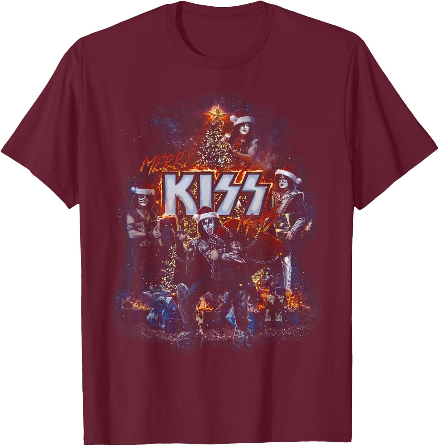 KISS - Very Merry KISSmas T-Shirt - T-Shirt | Maroon