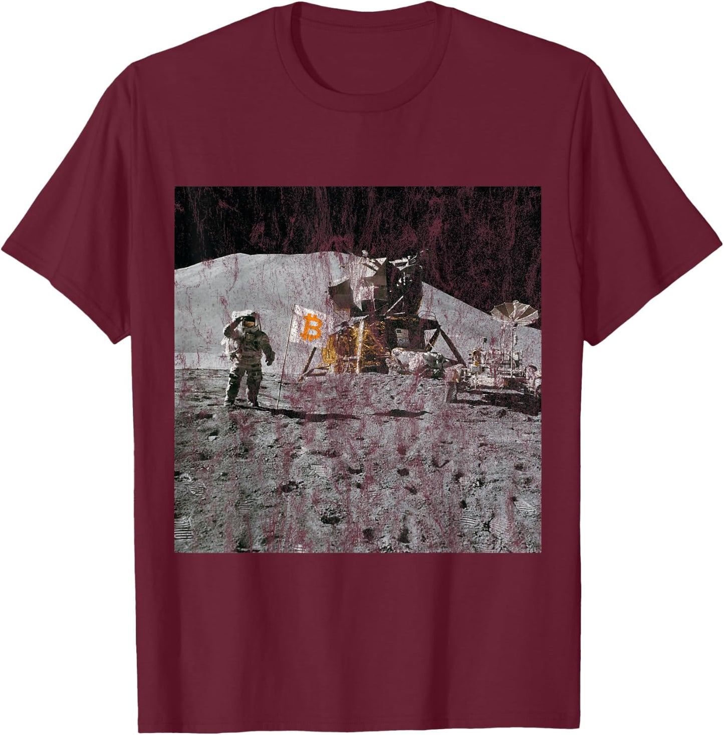 Real Photo From 1969 Apollo 11 BTC Bitcoin To The Moon T-Shirt - T-Shirt | Maroon