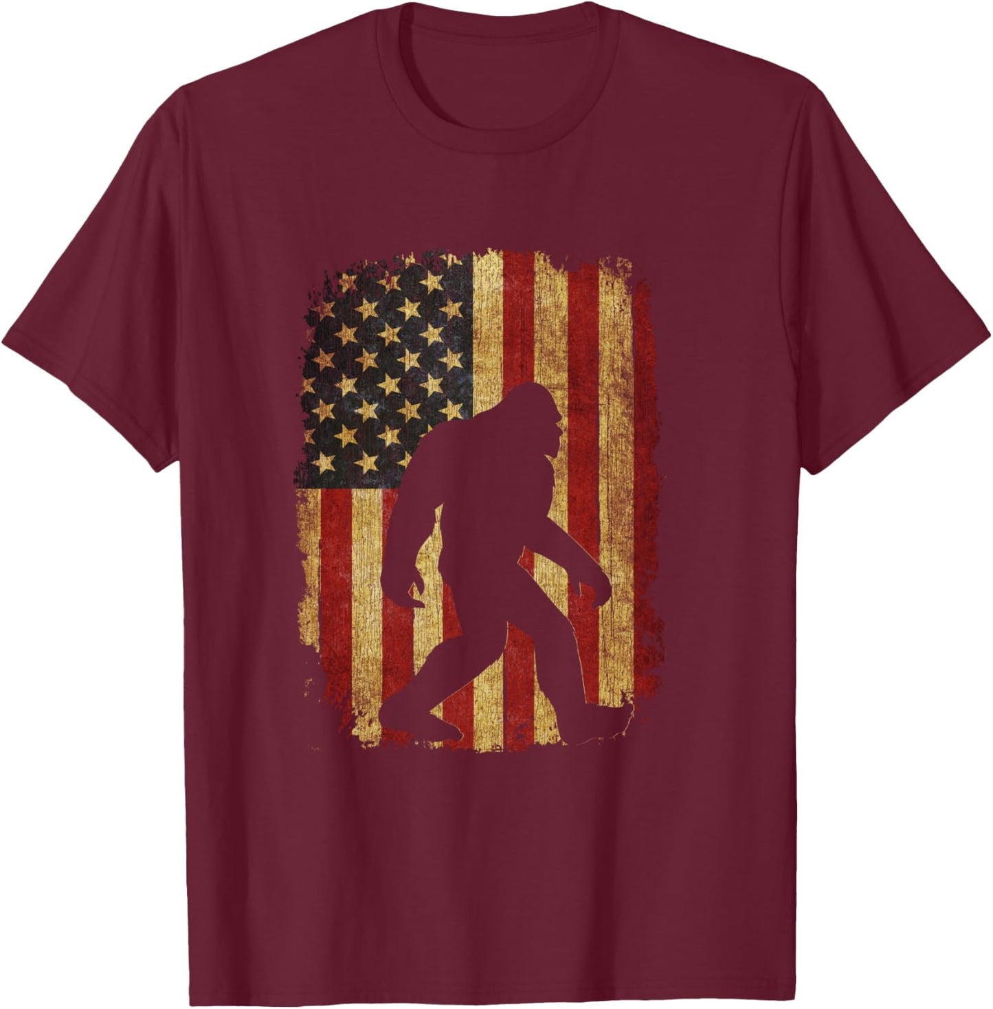 Vintage US Flag Bigfoot Hide and Seek Champion Bigfoot T-Shirt - T-Shirt | Maroon