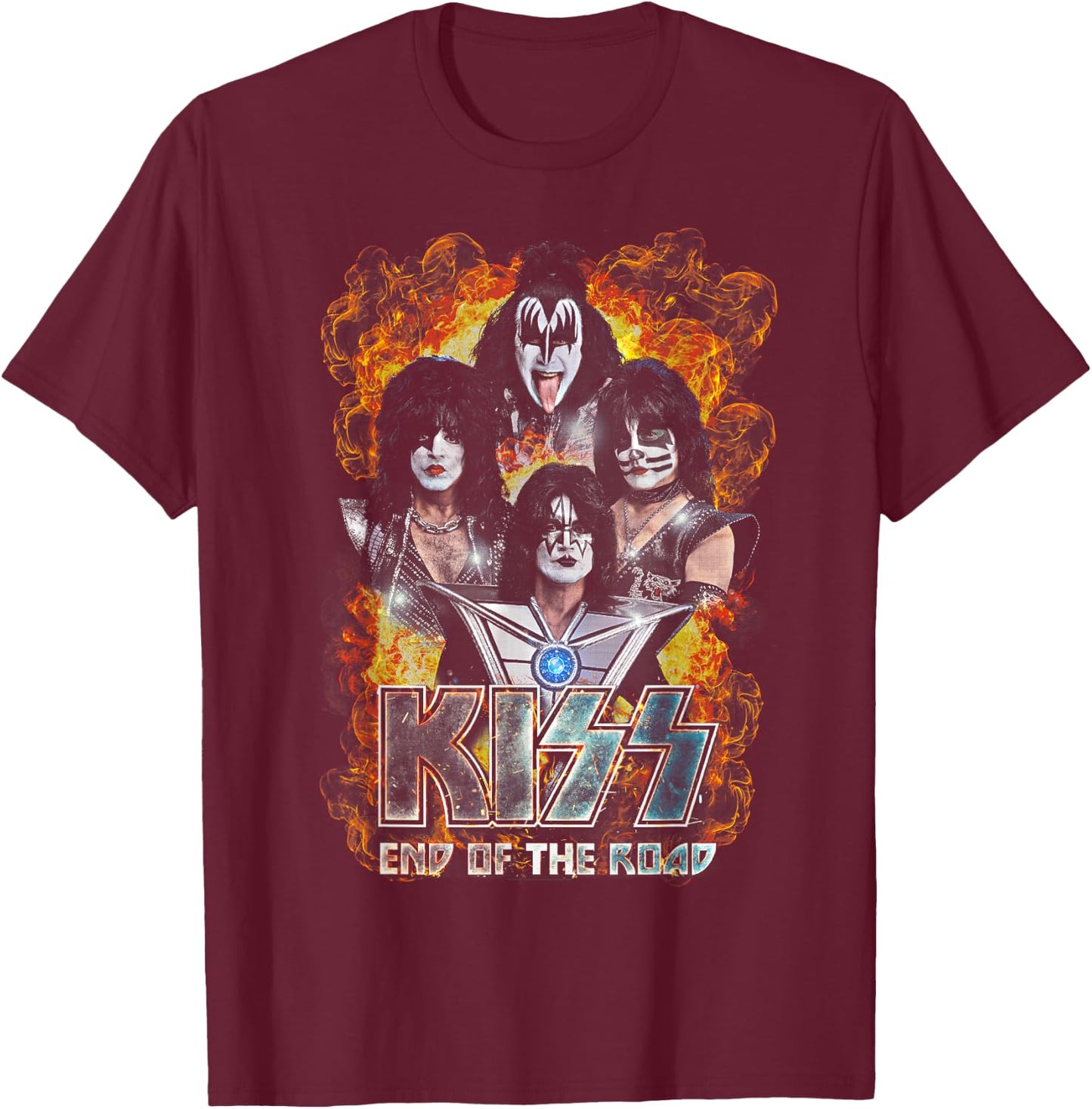 KISS - Exclusive Official End Of The Road Tour, FORT WORTH T-Shirt - T-Shirt | Maroon