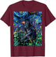 Black Long Hair Dachshund Starry Night Doxie Dog Artwork T-Shirt - T-Shirt | Maroon