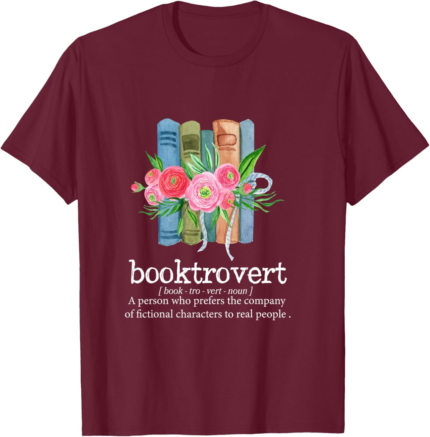 Booktrovert Books Reading Lover Library Librarian Funny T-Shirt - T-Shirt | Maroon