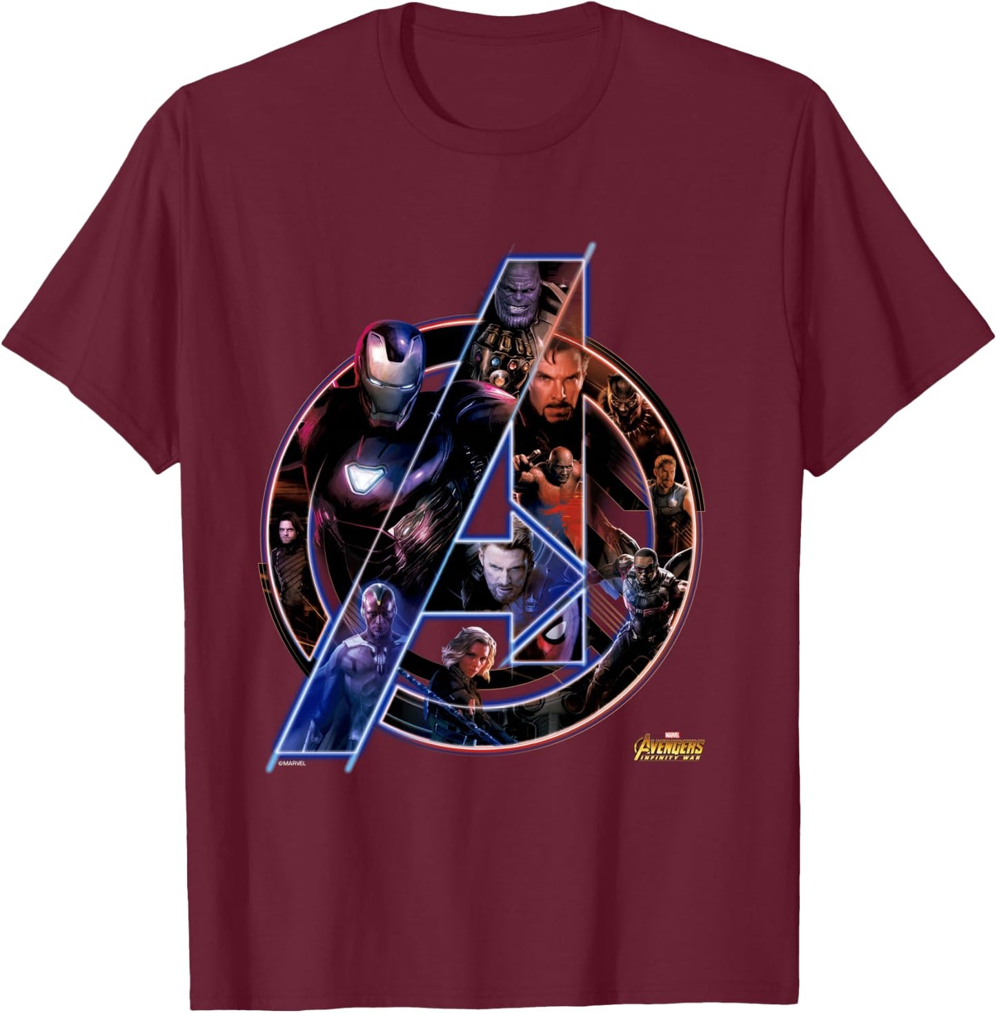 Marvel Avengers Infinity War Neon Team T-Shirt - T-Shirt | Maroon