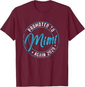 Promoted to Mimi Again 2026 Grandma Vintage Reveal T-Shirt - T-Shirt | Maroon