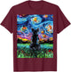 French Bulldog Starry Night Frenchie Dog Back Art by Aja T-Shirt - T-Shirt | Maroon