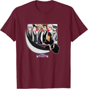 Bleach Ichigo Slash with Characters Anime T-Shirt - T-Shirt | Maroon