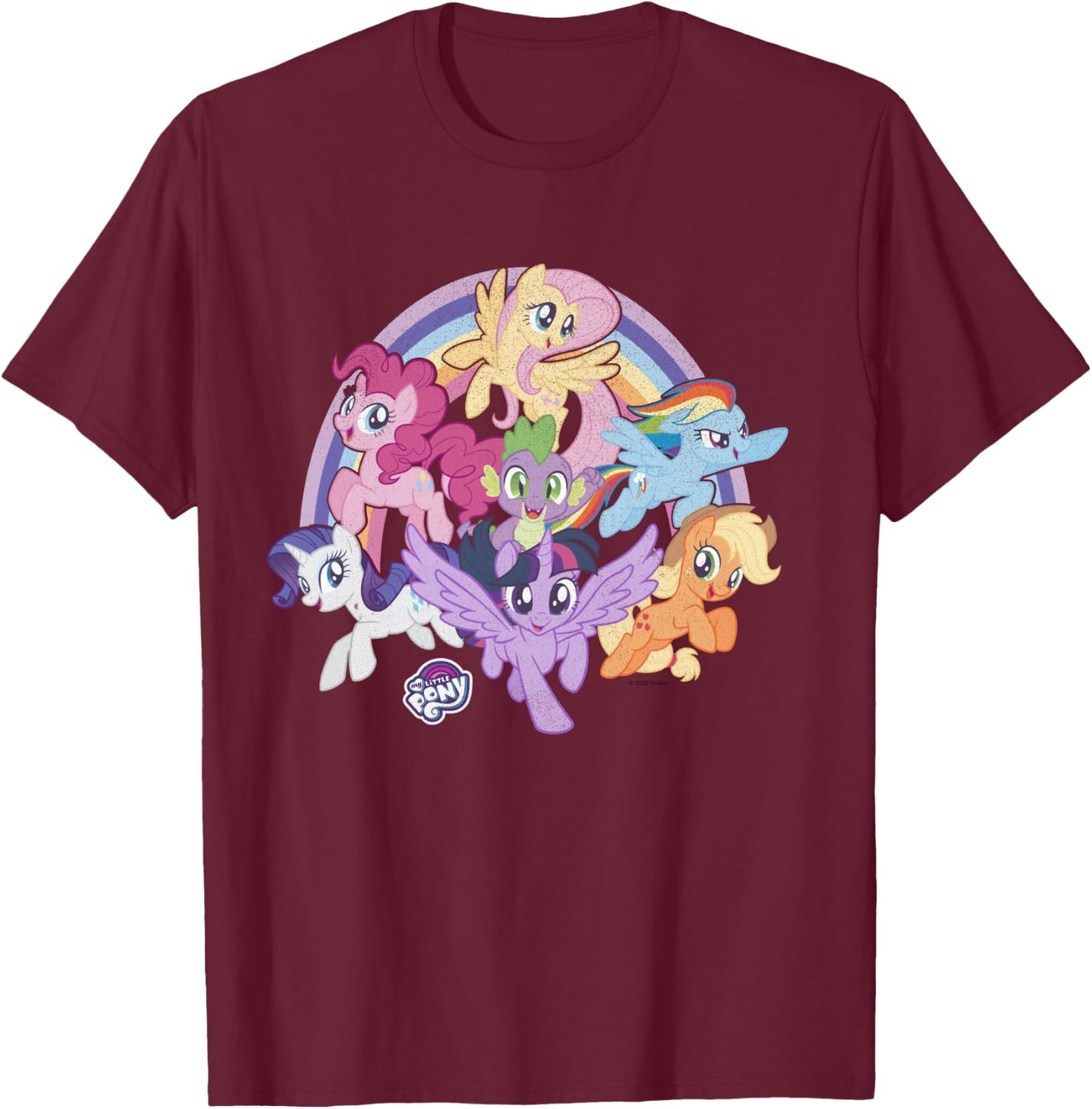 My Little Pony: Friendship Is Magic Rainbow Pony Group Shot T-Shirt - T-Shirt | Maroon