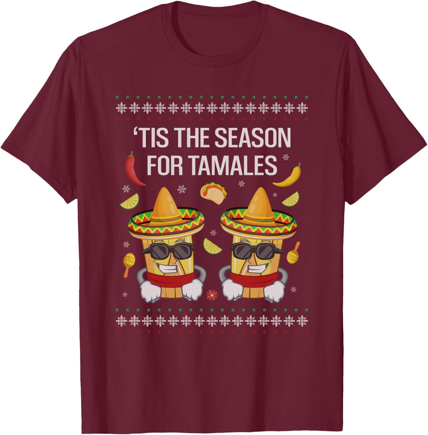 Tamales Ugly Christmas Sweaters Mexican Gifts Women T-Shirt - T-Shirt | Maroon