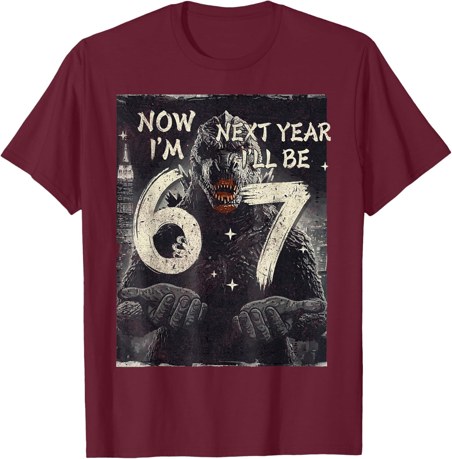 Now I'm 6 Next Year I'll Be 7 Japanese Monster 6th Birthday T-Shirt - T-Shirt | Maroon