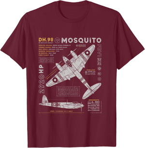 de Havilland Mosquito Fighter Bomber | British WW2 RAF DH.98 T-Shirt - T-Shirt | Maroon