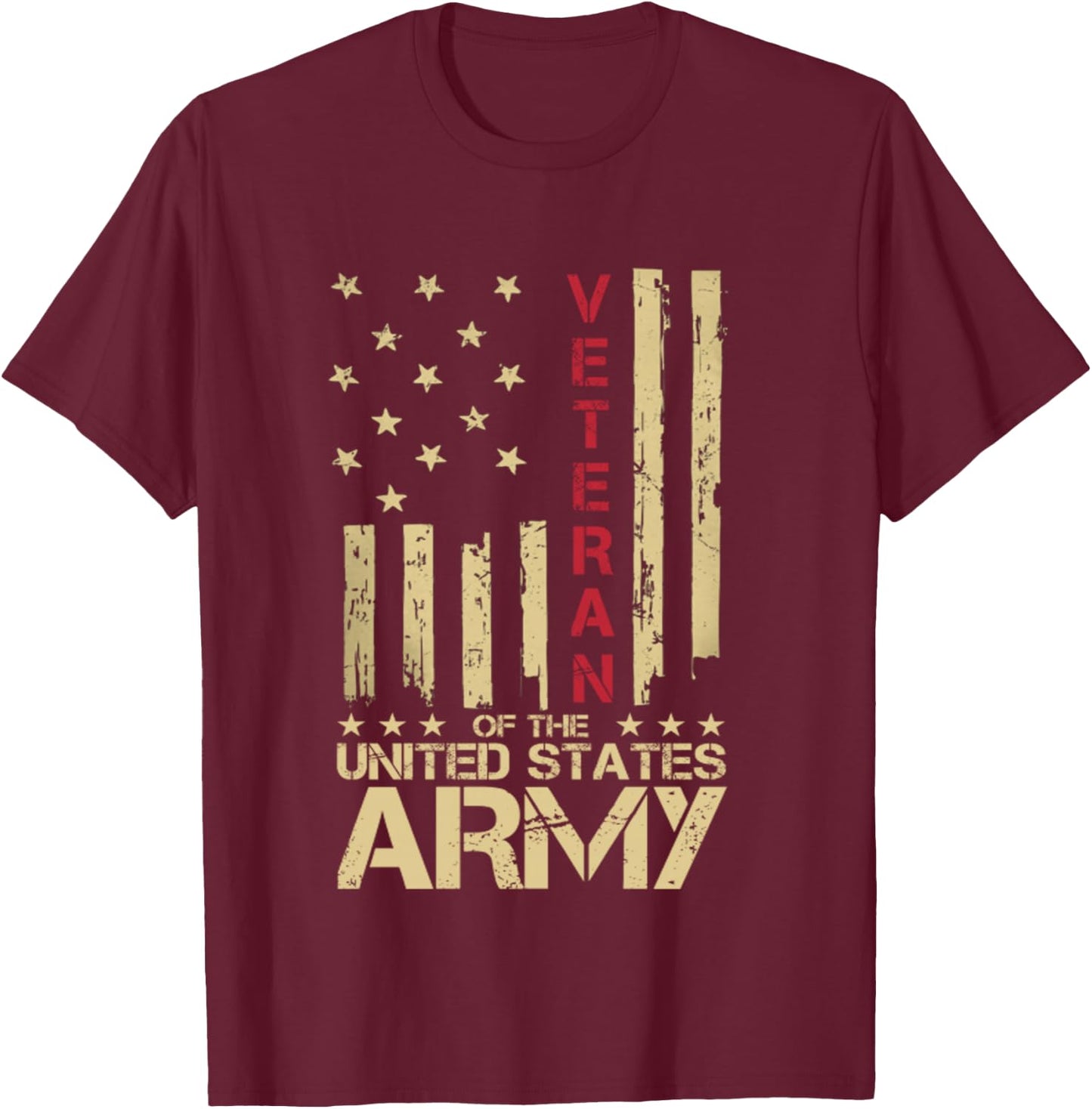 Patriotic U.S Army Veteran Red Line American Flag Vintage T-Shirt - T-Shirt | Maroon