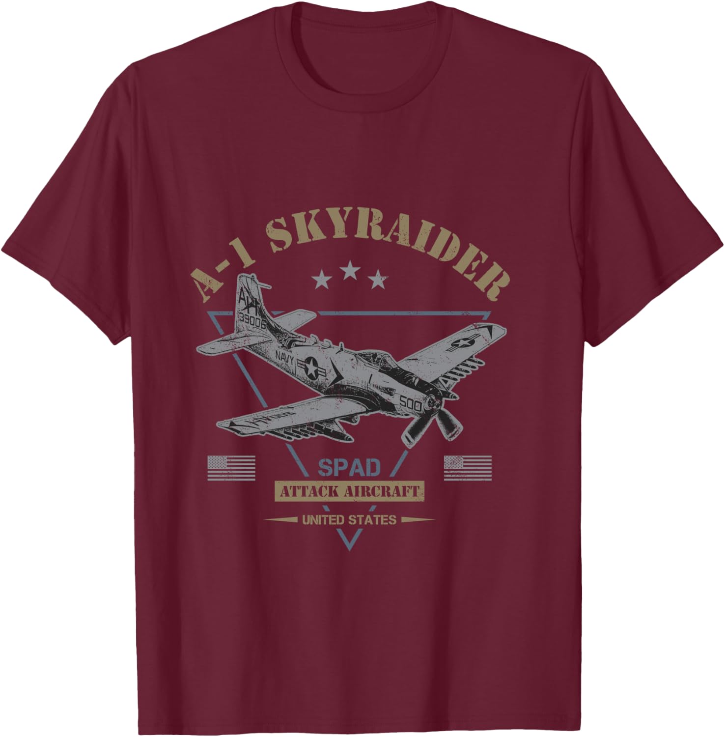 A-1 Skyraider "SPAD" Aircraft T-Shirt - T-Shirt | Maroon