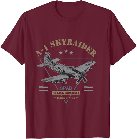 A-1 Skyraider "SPAD" Aircraft T-Shirt - T-Shirt | Maroon