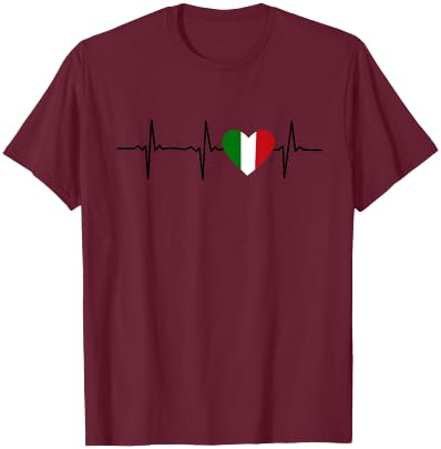 Italy Heartbeat Heart - Italy Heartbeat T-Shirt - T-Shirt | Maroon