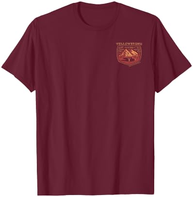 Yellowstone Dutton Ranch Mountains Pocket Logo Front & Back T-Shirt - T-Shirt | Maroon
