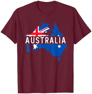 Australia Map Country Australian Kangaroo Aussie Melbourne T-Shirt - T-Shirt | Maroon