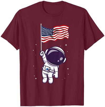 4th Of July Astronaut USA American Flag Funny Patriotic T-Shirt - T-Shirt | Maroon