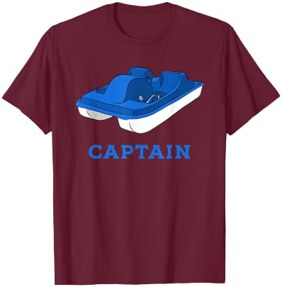 Blue and White Pedal Boat Captain Graphic T-Shirt - T-Shirt | Maroon