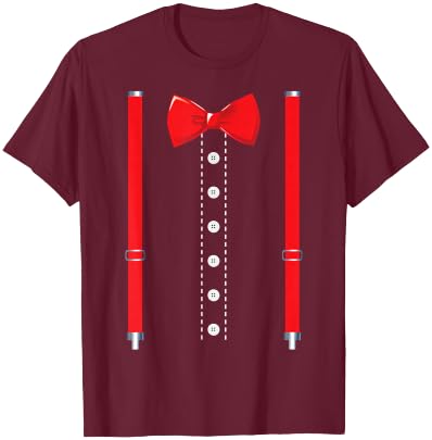Ring Bearer Costume Shirt Boys Kids Funny Suspenders Bow Tie T-Shirt - T-Shirt | Maroon
