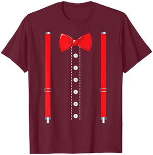 Ring Bearer Costume Shirt Boys Kids Funny Suspenders Bow Tie T-Shirt - T-Shirt | Maroon