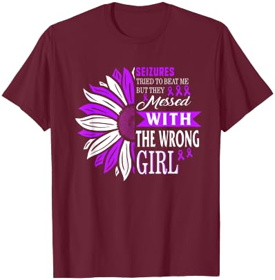 Seizures Tried To Beat Me Epilepsy Warrior Awareness Purple T-Shirt - T-Shirt | Maroon