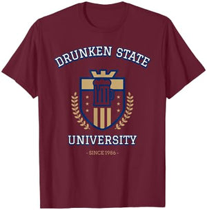 Drunken State University Funny Beer T-Shirt - T-Shirt | Maroon