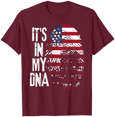 American fLAG It's In My DNA Fingerprint Patriotic USA Flag Women Kids Men T-Shirt - T-Shirt | Maroon