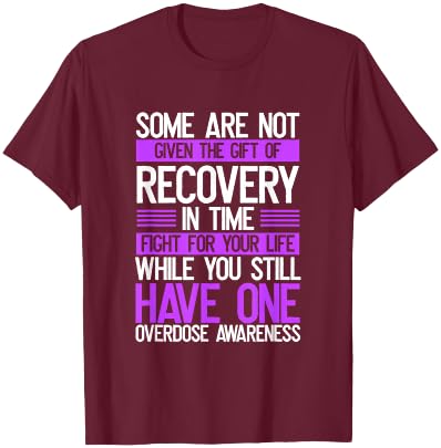 Overdose Awareness Fighter Purple Ribbon Drug Abuse T-Shirt - T-Shirt | Maroon
