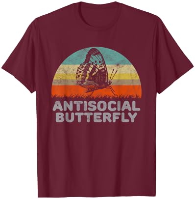 Funny Gifts For Introverts Antisocial Butterfly - Women's Black Small Classic Fit Short Sleeve T-Shirt - T-Shirt | Maroon